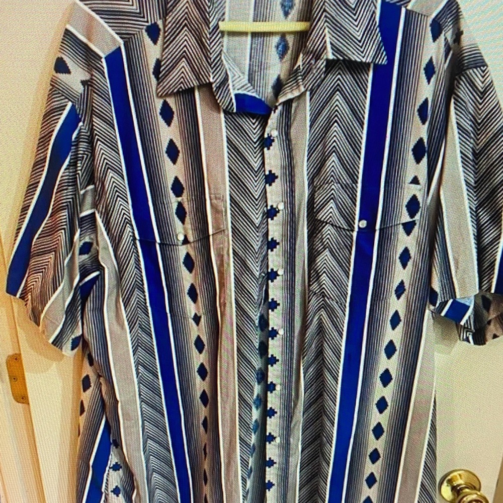 Panhandle Slim Blue and Black Patterned Shirt